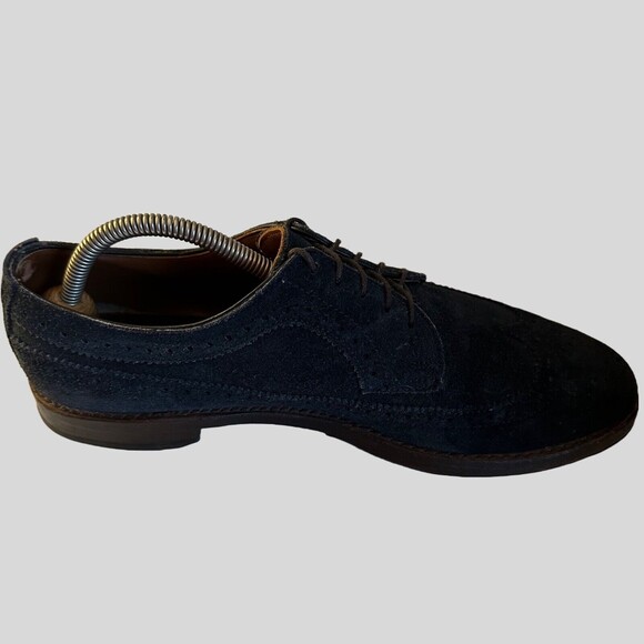 Allen Edmonds McGregor Wingtip 9.5 D Black Suede model 4559  Vibram Soles Read - Picture 5 of 13